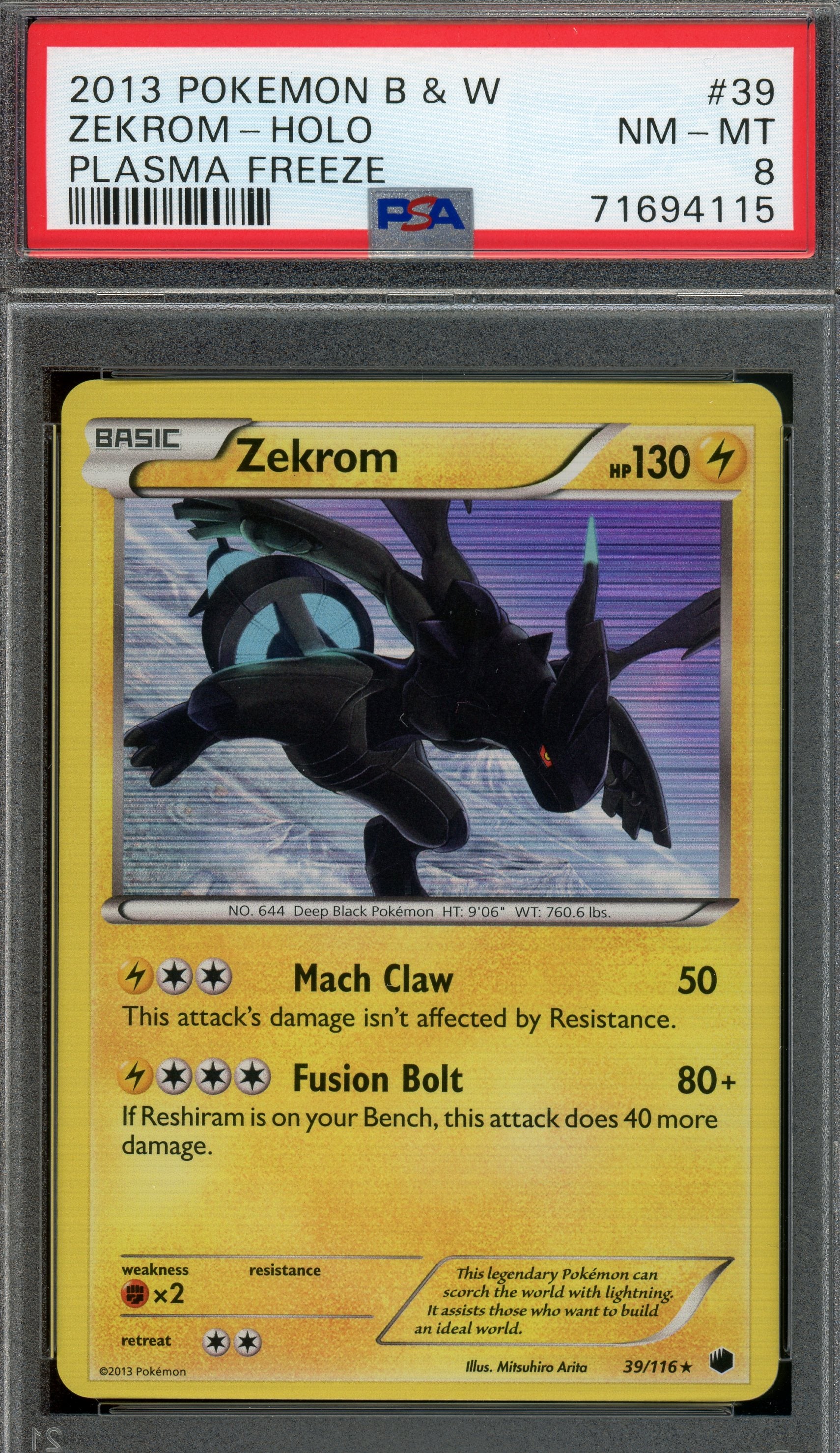 Over the Brick – Pokémon - Zekrom Holo, Plasma Freeze #39 PSA 8